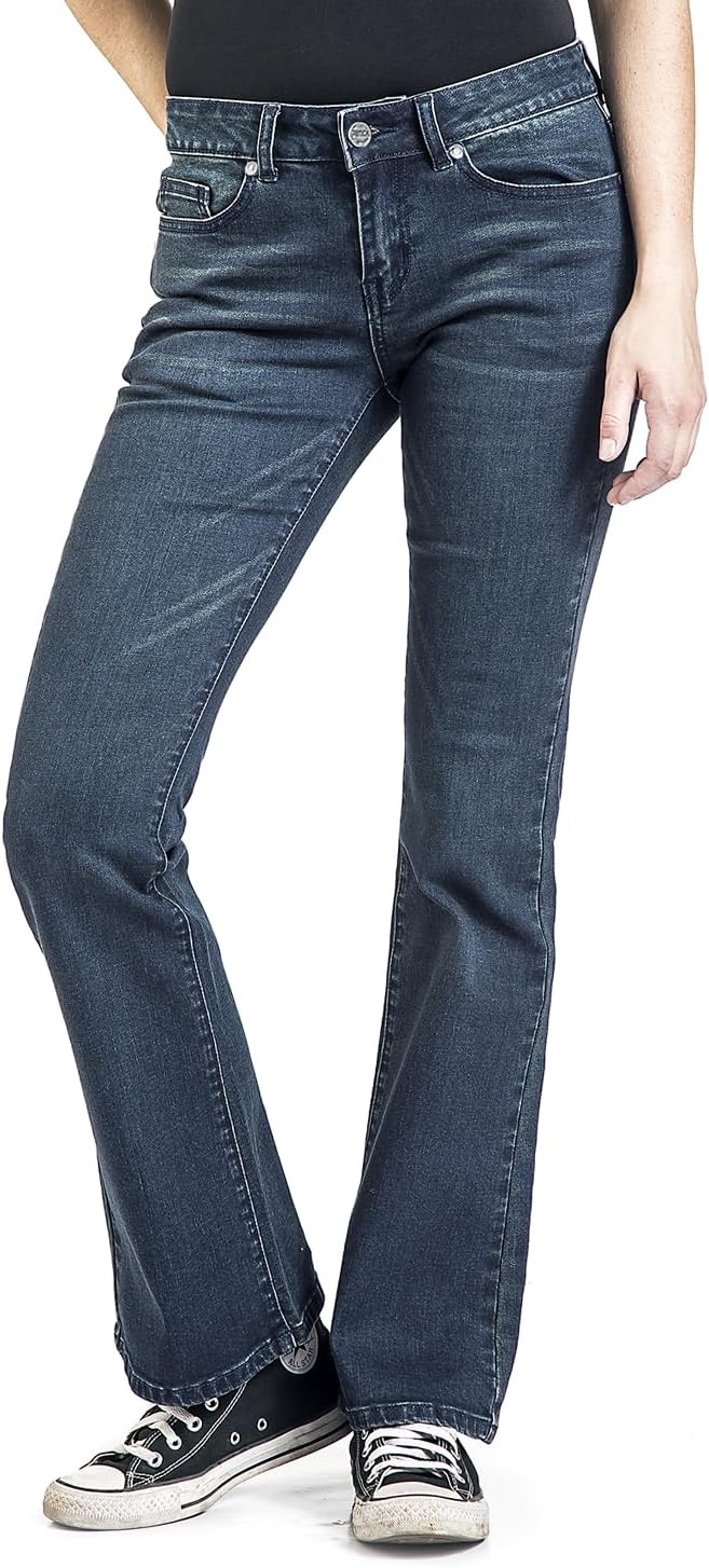 Black Premium by EMP Damen dunkelblaue Jeans mit Schlag W27L30