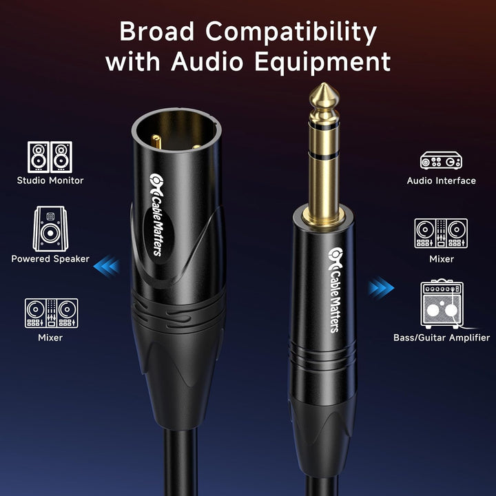 Cable Matters 6,35 mm (1/4 Zoll) TRS auf XLR Kabel 3 m - Stecker auf Stecker 10 ft, 10 ft