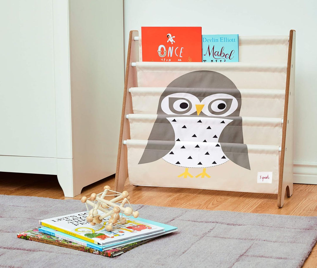 3 Sprouts - Bücherregal Kinderzimmer Holz - Montessori Bücherregal für Kinder - Eule, Eule