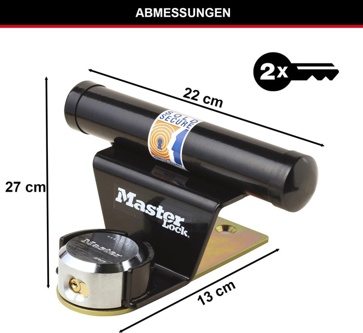 Master Lock 1488EURDAT Protektor für Garagentor mit Schlüsselschloss, schwarz, 13 cm x 27 cm x 22,5