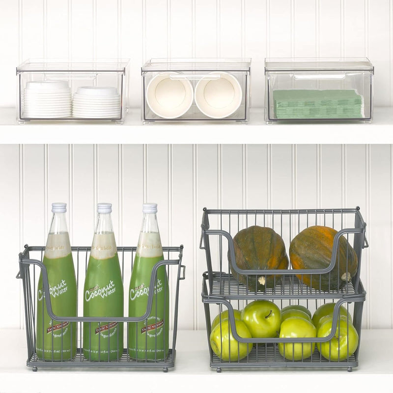 mDesign Metall Ablagebox mit Henkeln – grosser Aufbewahrungskorb im ansprechenden Design – idealer D
