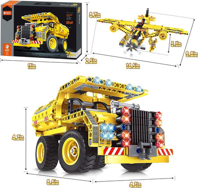 OKKIDY 2 in 1 Technic Flugzeug Lastkraftwagen Bausteine Spielzeug, 361 PCS Konstruktionsspielzeug Ba