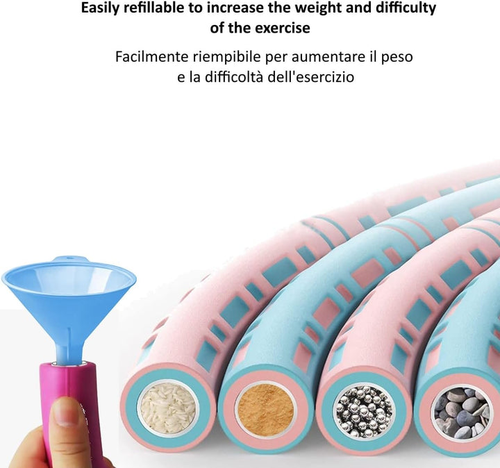 Hula Hoop Fitness weicher Reifen zum Abnehmen mit 8 abnehmbaren Abschnitten, ideal zur Gewichtsreduk