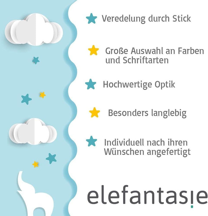 Personalisierter Bademantel mit Name bestickt für Kinder und Kleinkinder aus Frottee Baumwolle Caram