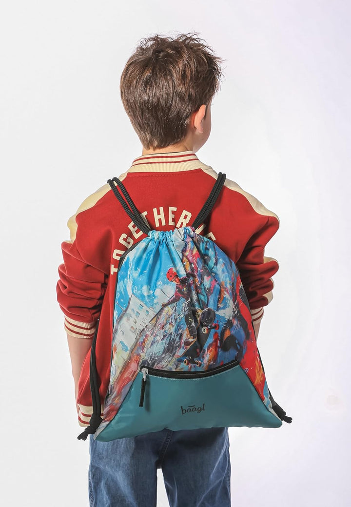 Baagl Schulranzen Mädchen Set 3 Teilig (Zippy Schultasche für 1. Klasse, Mäppchen, Turnbeutel), Grun