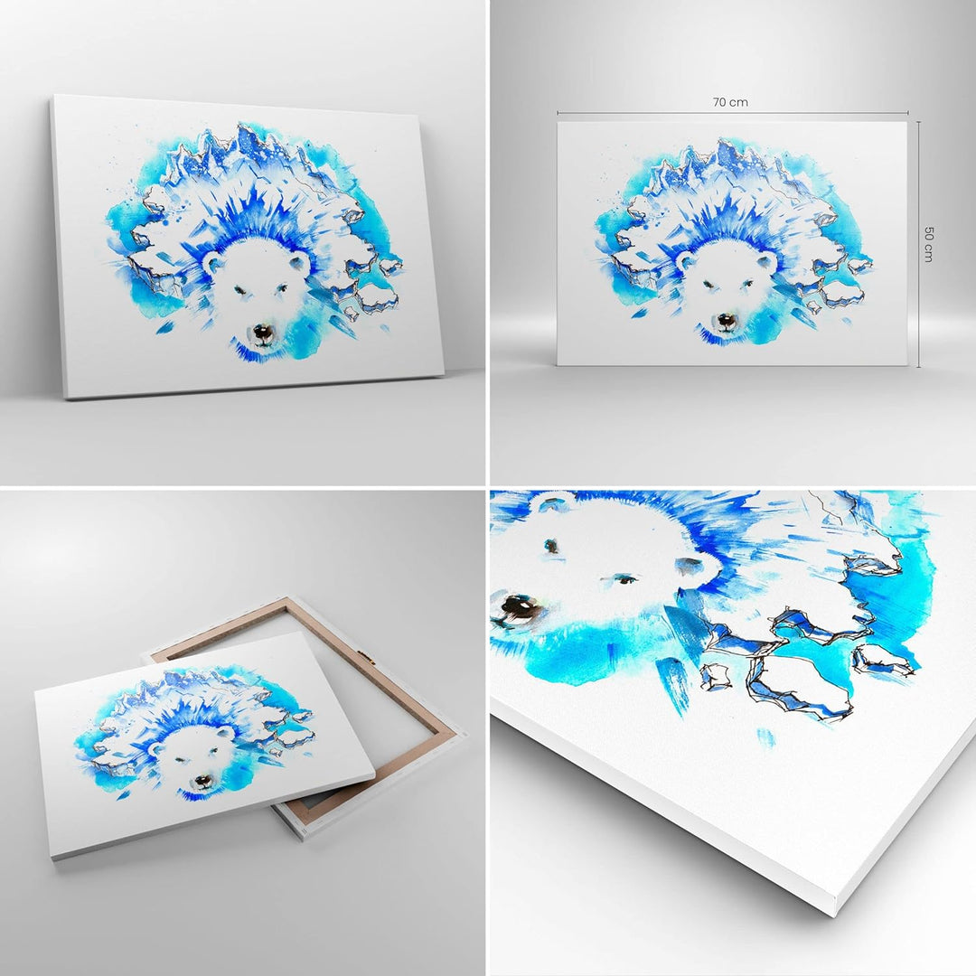 Bilder auf Leinwand Bär Eis Winter Arktis Leinwandbild 70x50cm Wandbilder Dekoration Wohnzimmer Schl