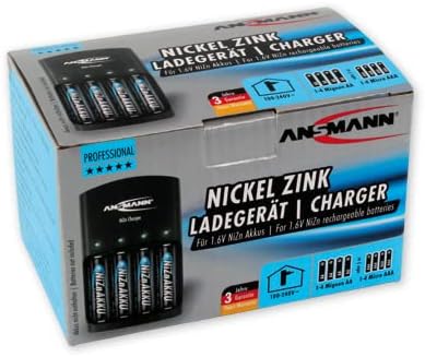 ANSMANN Nickel-Zink Ladegerät Akku / Leistungsstarkes 4-fach Ladegerät für 1,6V NiZn AA oder AAA Akk