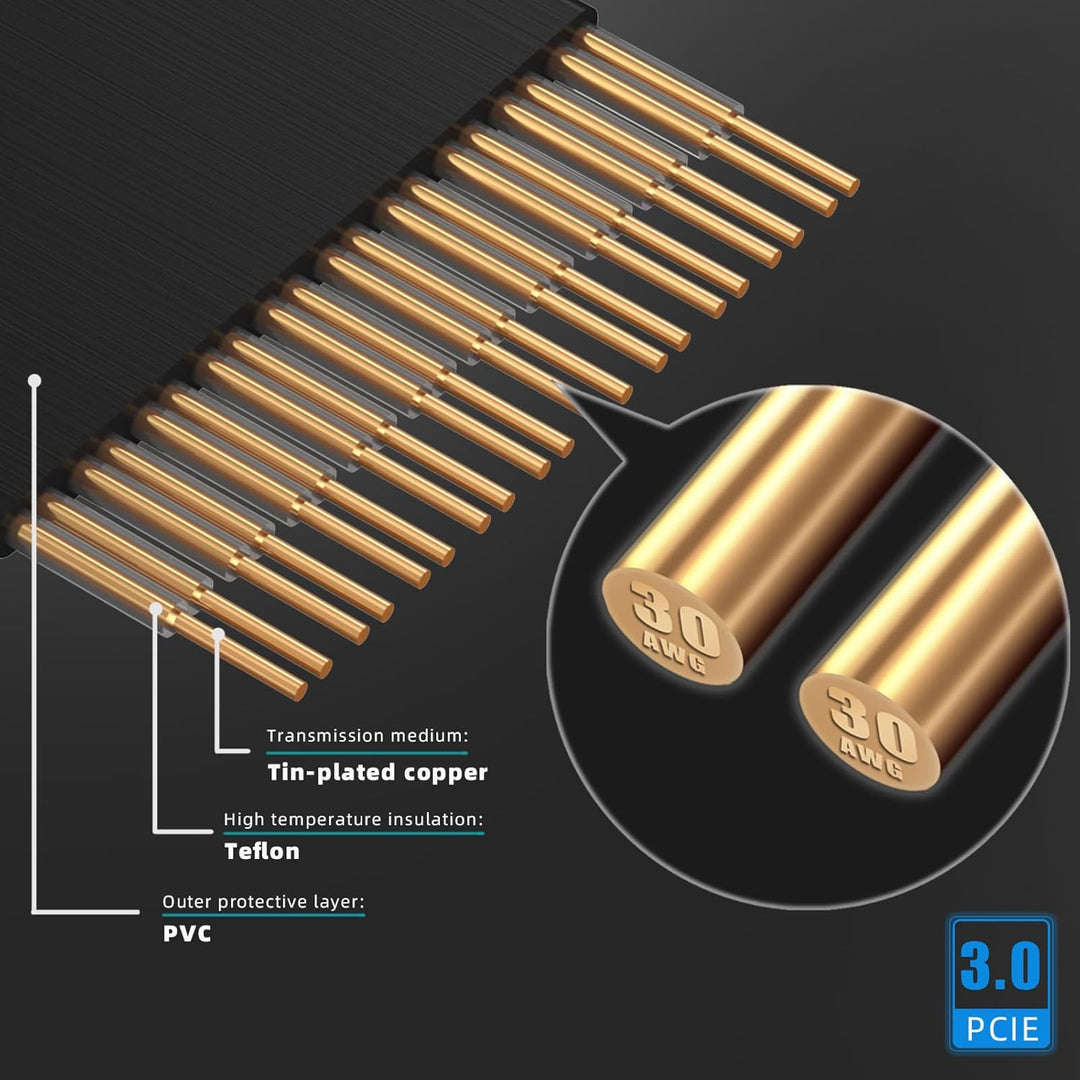 GLOTRENDS 300mm PCIe 3.0 X16 Riser Kabel, Buchse 90 Grad rechter Winkel, kompatibel mit Gen 3 GPUs,
