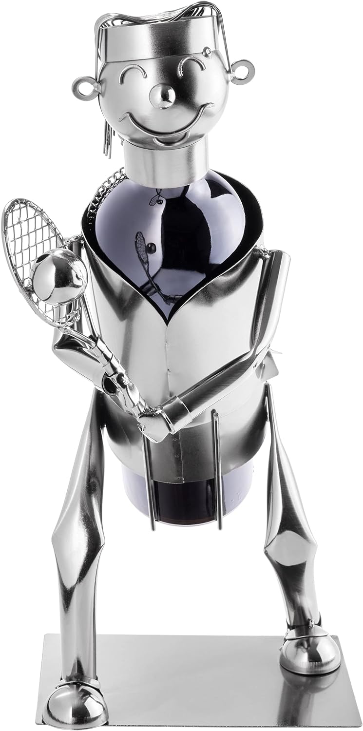 Brubaker Weinflaschenhalter Tennisspielerin - Metall Skulptur Flaschenständer - Wein Geschenk für Te