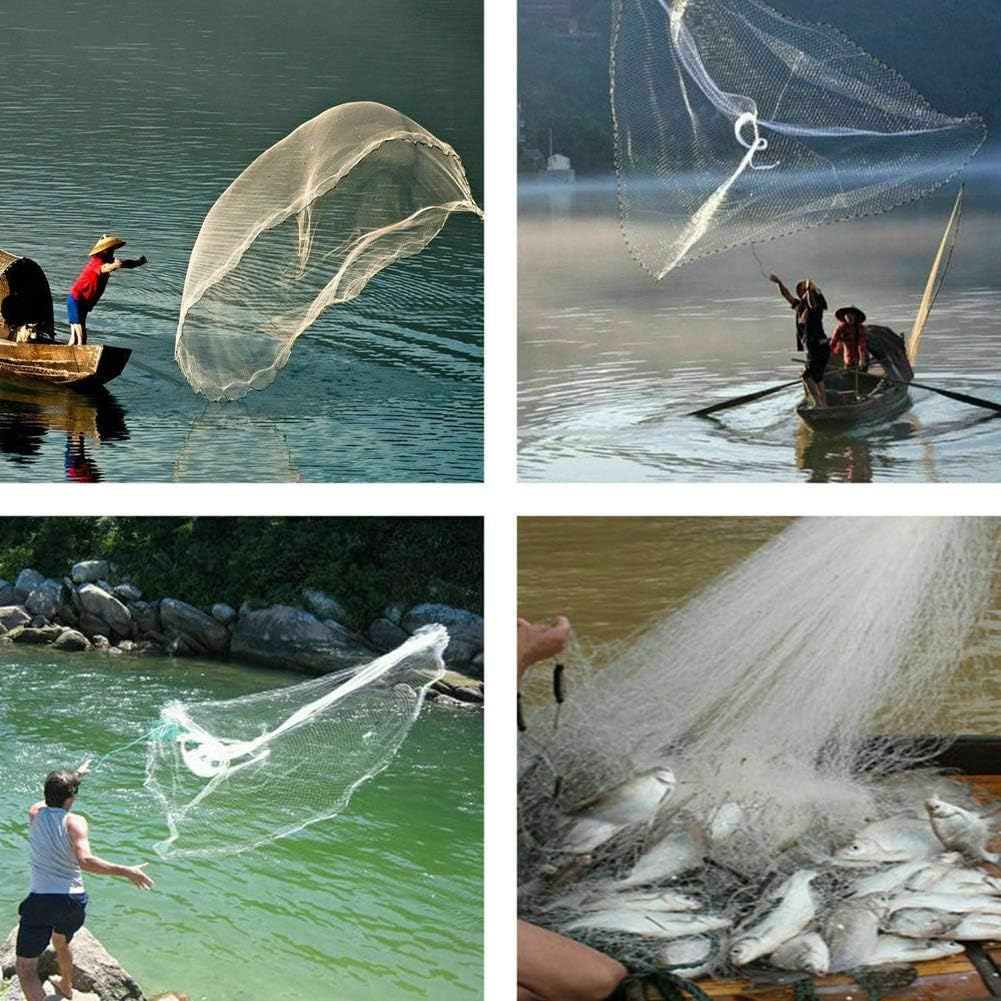 Wurfnetz Zum Fischen, Tragbares Fischernetz, Nylon Mesh Fischnetz zum Fangen von Angelnetz Angelzube
