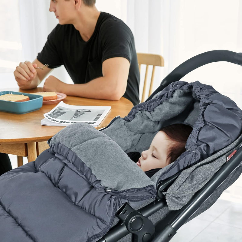 Orzbow Fusssack Kinderwagen Winter,Winterfusssack Kinderwagen mit Grosse Kapuze,Warmes Polarfleece-F