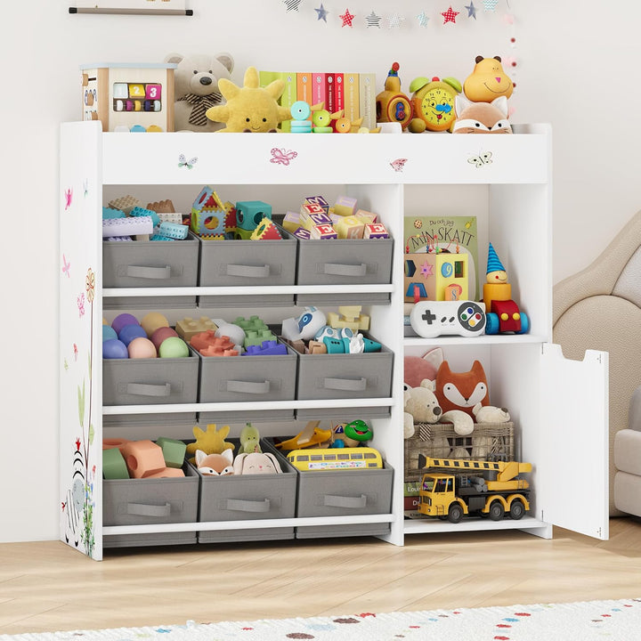 HOCSOK Kinderregal mit 9 Boxen, Regal Kinderzimmer mit Bücherregal, Spielzeugregal Kinderzimmer für