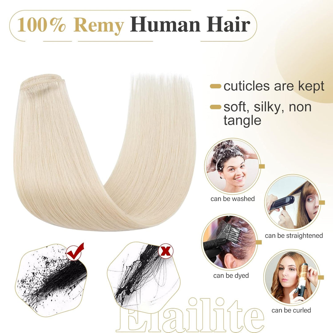 Elailite Clip in Extensions Echthaar, 8 Teile Set 18 Clips Haarverlängerung, Glattes Haarteil Natürl