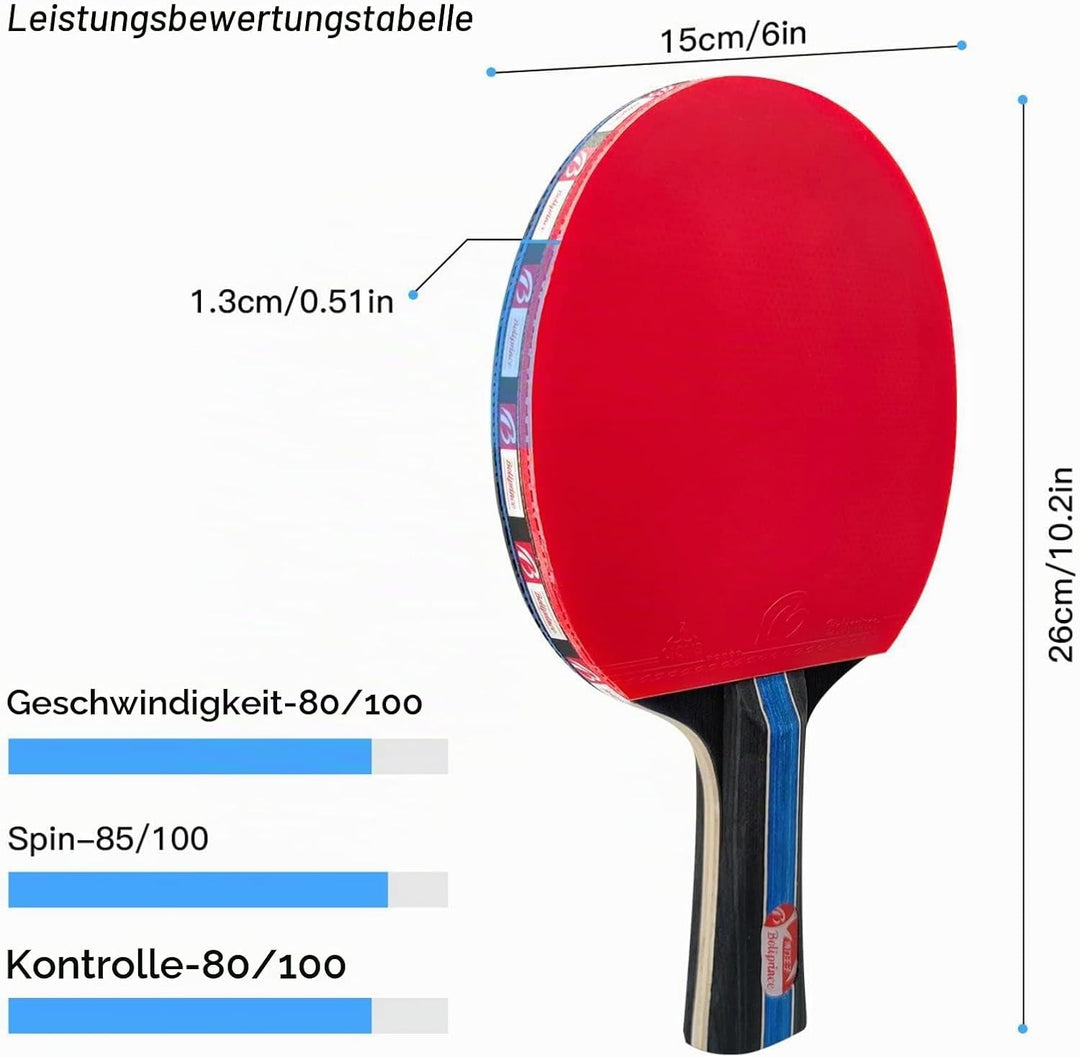 Baozun Tischtennisschläger Set, Tischtennis Set Tischtennis-Schläger mit 2 Tischtennisschlägern, 3 B