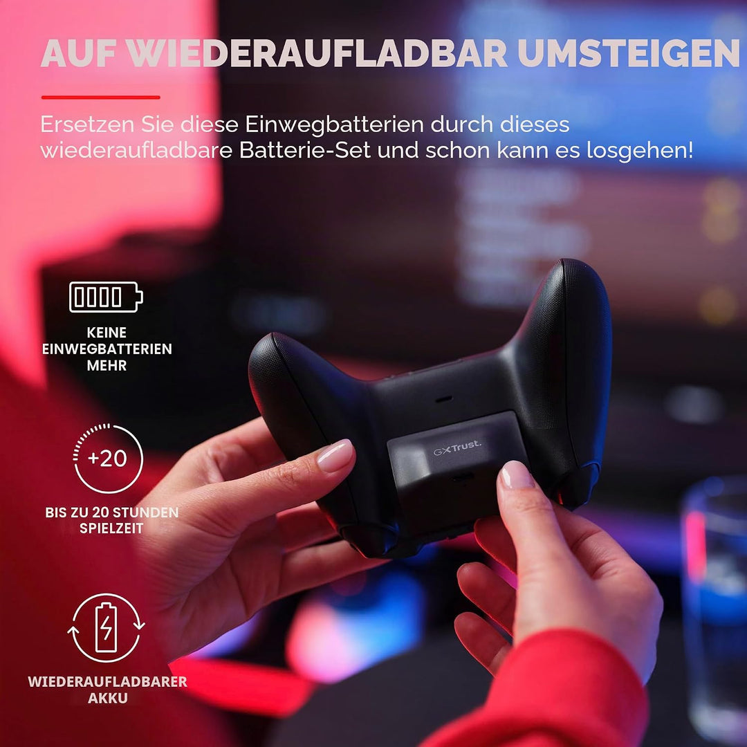 Trust Gaming GXT 246 Avado Xbox Controller Akku für Xbox Series X/S Konsole, Wiederaufladbarer Akku