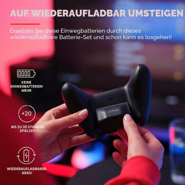 Trust Gaming GXT 246 Avado Xbox Controller Akku für Xbox Series X/S Konsole, Wiederaufladbarer Akku