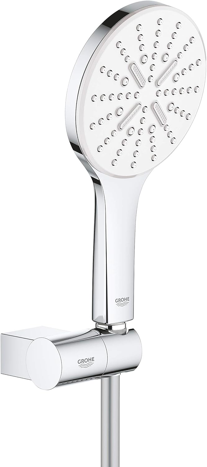 GROHE wassersparende Handbrause Duschkopf Set inkl. Wandhalter, Rainshower 130 SmartActive, EcoJoy,