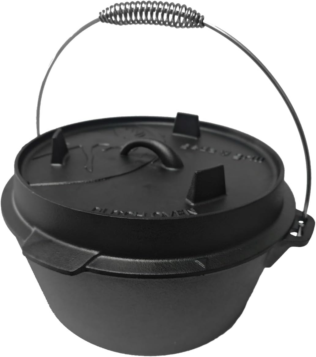 GEDA Grill Dutch Oven Set 5,6L + 9L – Gusseisentopf Set ohne Füsse, Feuertopf/Schmortopf aus Gusseis