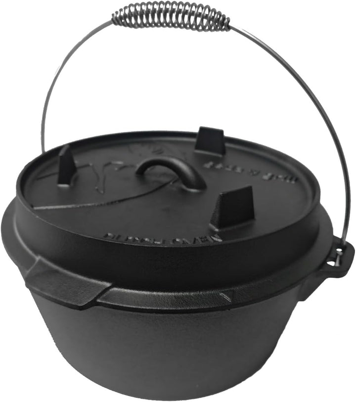 GEDA Grill Dutch Oven Set 5,6L + 9L – Gusseisentopf Set ohne Füsse, Feuertopf/Schmortopf aus Gusseis