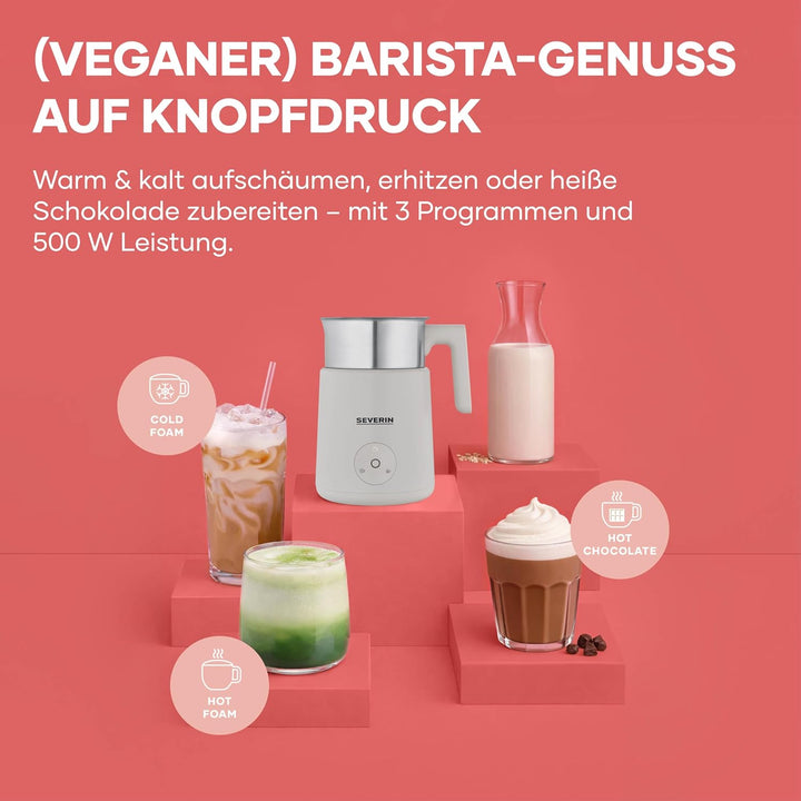 SEVERIN SPUMA Lite Design Induktions-Milchaufschäumer, elektrischer Milchschäumer mit Edelstahl-Milc
