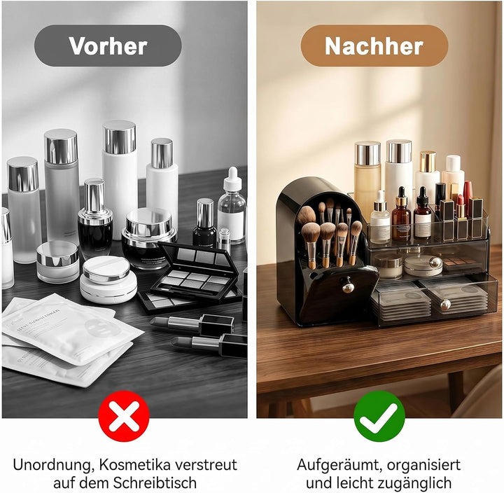 ERWEY Make Up Kosmetik Organizer mit Schubladen, Grosse Schminktisch Organizer Pinsel Aufbewahrung,