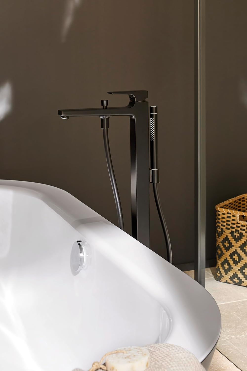 hansgrohe bodenstehende Wannenarmatur, für 2 Funktionen, Mattschwarz Matt-schwarz, Matt-schwarz