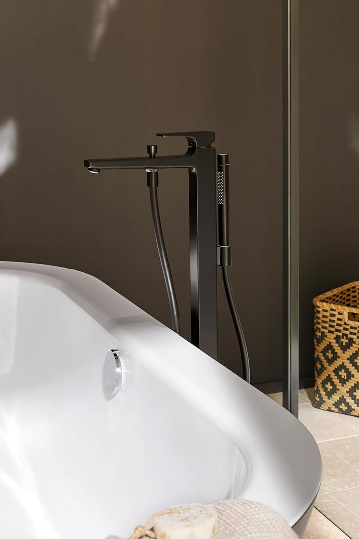 hansgrohe bodenstehende Wannenarmatur, für 2 Funktionen, Mattschwarz Matt-schwarz, Matt-schwarz