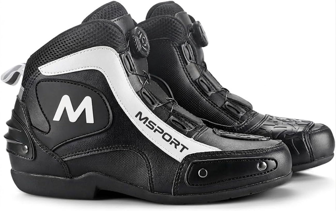 Msport Motorradstiefel für Motorradfahrer, rutschfest, atmungsaktiv 42 EU Schwarz, 42 EU Schwarz