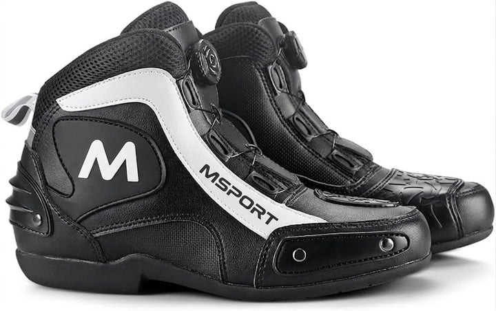 Msport Motorradstiefel für Motorradfahrer, rutschfest, atmungsaktiv 42 EU Schwarz, 42 EU Schwarz
