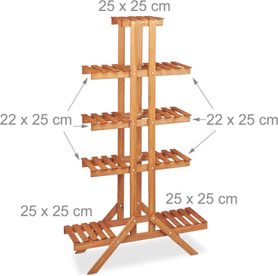 Relaxdays Blumentreppe 5 Ebenen, Aus Holz, Blumenständer für Innen, Mehrstöckig, HBT: 142,5 x 83 x 2