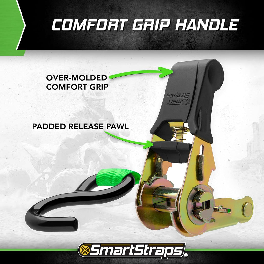 SmartStraps 3,6 m, gepolsterte Ratschen-Spanngurte, 4 Stück, Standard-Spanngurte – 7 kg Bruchfestigk
