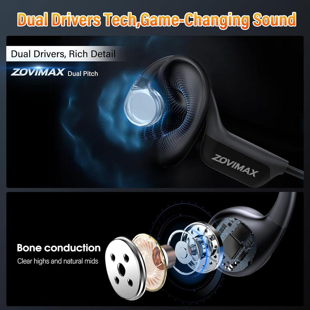 Knochenschall Kopfhörer, Bluetooth 6.0 Open Ear Kopfhörer | 12 Std, LED-Anzeige, Duale Verbindung, I