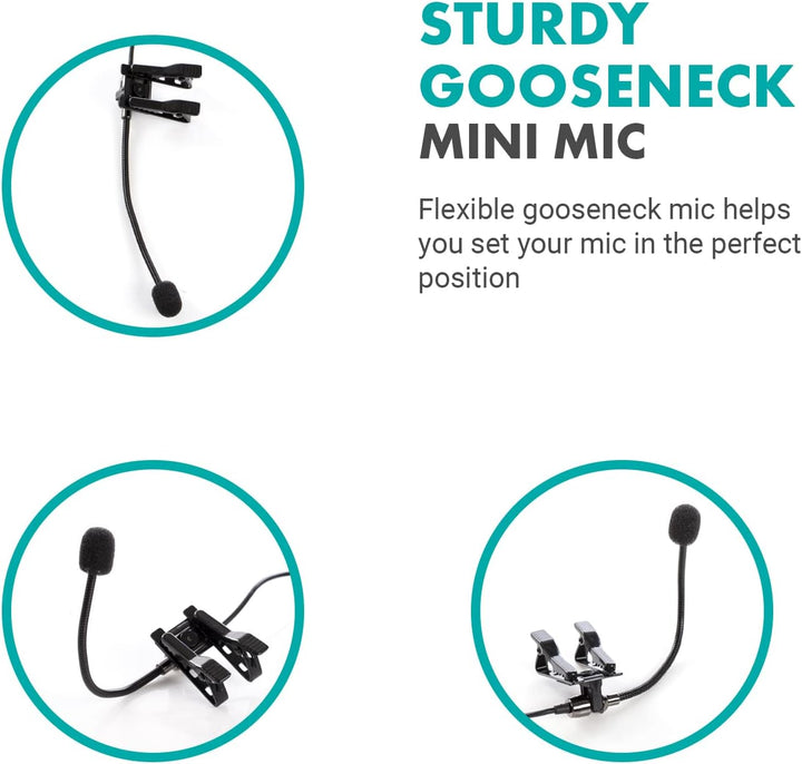 Movo ACM400 Flexibles omnidirektionales Schwanenhalsmikrofon für Motovlogging Moto Vlog Action Cam H