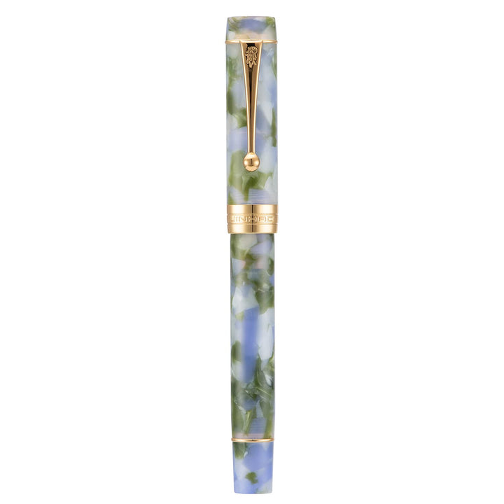 Lanxivi Jinhao Classic Füllfederhalter Blau Grün Zelluloid, feine Feder mit Konverter und Stiftetui-