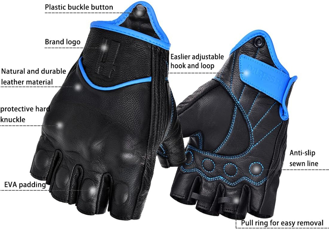 Harssidanzar Herren Vollfinger Ziegenleder Touchscreen Motorrad Fingerlose Handschuhe GM037EU S Schw