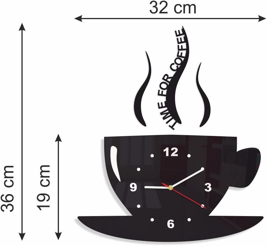 TASSE Time for coffee (Zeit für Kaffee) Moderne Küche Wanduhr lila 3d römisch, wanduhr deko Purple (