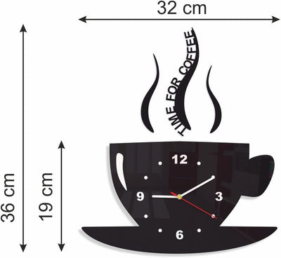 TASSE Time for coffee (Zeit für Kaffee) Moderne Küche Wanduhr lila 3d römisch, wanduhr deko Purple (