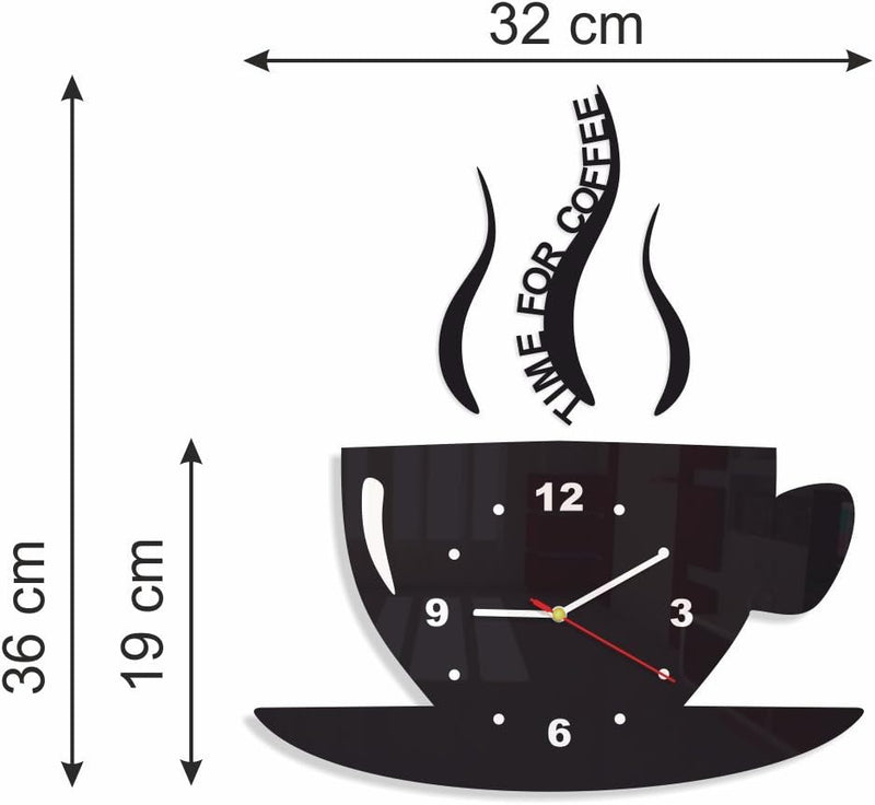 TASSE Time for coffee (Zeit für Kaffee) Moderne Küche Wanduhr lila 3d römisch, wanduhr deko Purple (