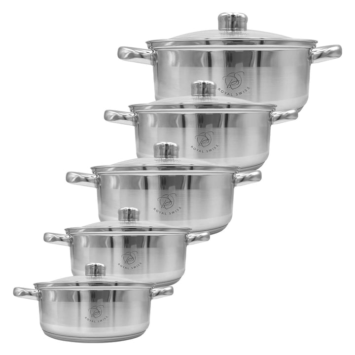 Set mit 5 Kochtöpfen aus Edelstahl Royal Swiss