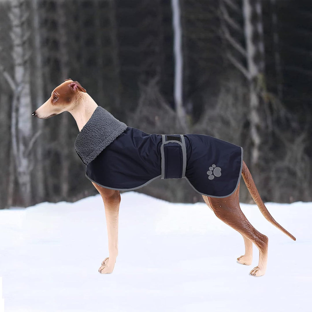 Geyecete Hunde Wintermäntel fur Windhund,Hundejacken mit plüschfutter,Wasserdichter Regenmantel Wind
