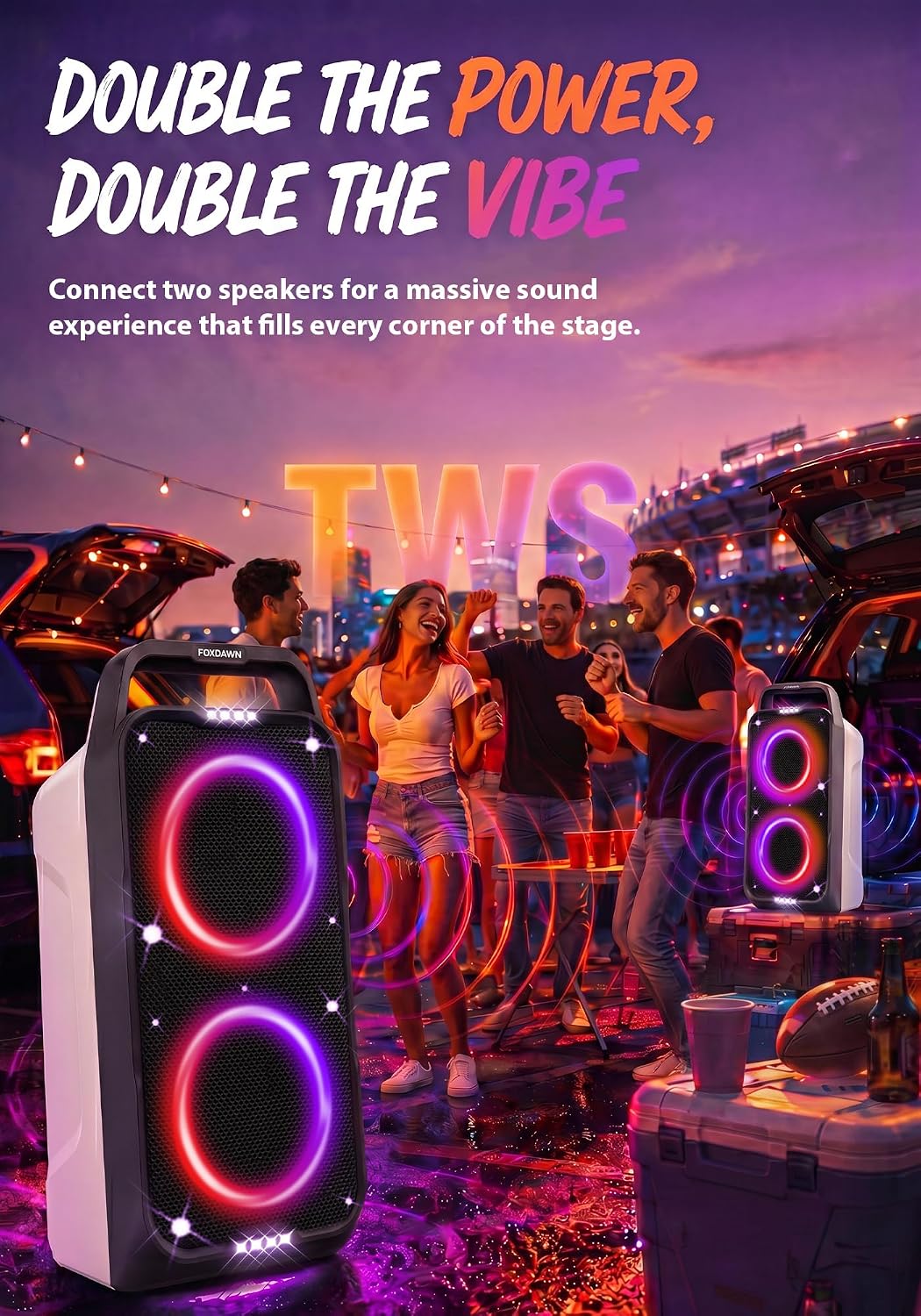Foxdawn 240W Party Bluetooth Lautsprecher, lautem Stereosound, Musikbox Bluetooth Gross Partybox, Na