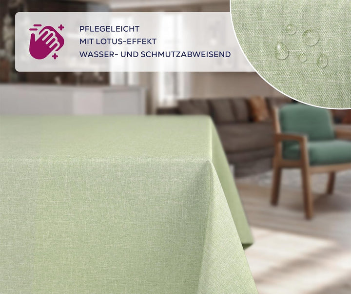 BEAUTEX fleckenabweisende und bügelfreie Tischdecke - Tischtuch mit Lotuseffekt - Tischwäsche in Lei