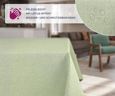 BEAUTEX fleckenabweisende und bügelfreie Tischdecke - Tischtuch mit Lotuseffekt - Tischwäsche in Lei