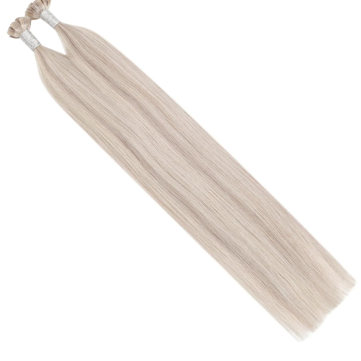 Ugeat Flat Tip Extensions Echthaar Bondings Blond Natürlich 40cm Bonding Extensions Echthaar Aschblo