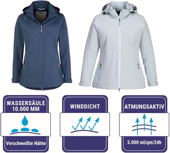 Blue Wave Damen Funktionsjacke Hannah - Outdoor-Jacke Regenjacke mit abnehmbarer Kapuze und Mesh-Inn