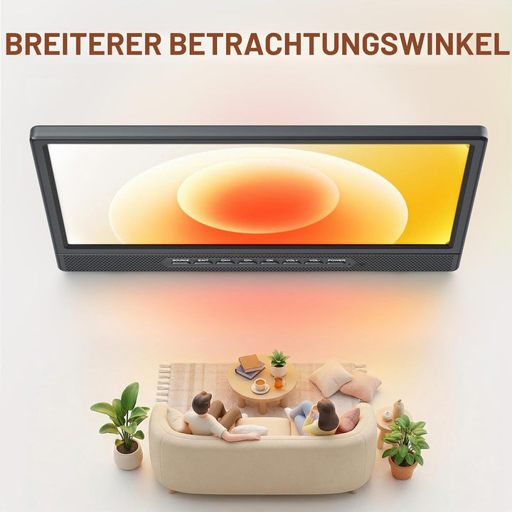 DESOBRY 12 Zoll Tragbarer Smart TV mit Android, Mini Fernseher für Küche, Caravan, Camping, HDMI USB
