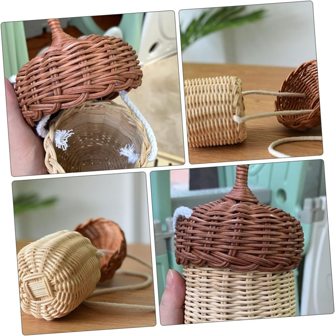 Ciieeo Kleiner Rattan Korbtasche Für Kinder Handgewebte Tragbare Umhängetasche Leichte Korpus Tasche