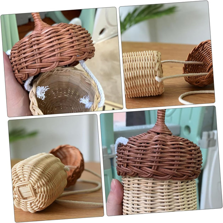 Ciieeo Kleiner Rattan Korbtasche Für Kinder Handgewebte Tragbare Umhängetasche Leichte Korpus Tasche