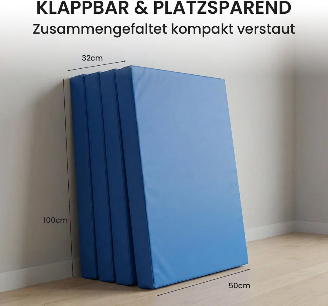 Jeflex - klappbare Weichbodenmatte & Turnmatte 200 x 100 x 8 cm MADE IN GERMANY/Gymnastikmatte tragb