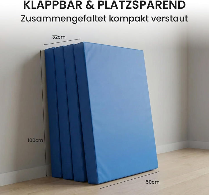 Jeflex - klappbare Weichbodenmatte & Turnmatte 200 x 100 x 8 cm MADE IN GERMANY/Gymnastikmatte tragb
